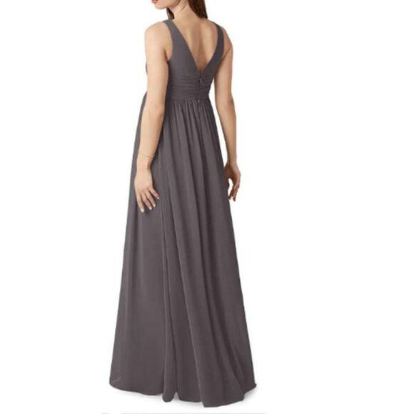 Azazie Maternity Maxi Dress Yetta Chiffon Formal Evening Party Grey Size12 $129 - Picture 7 of 7